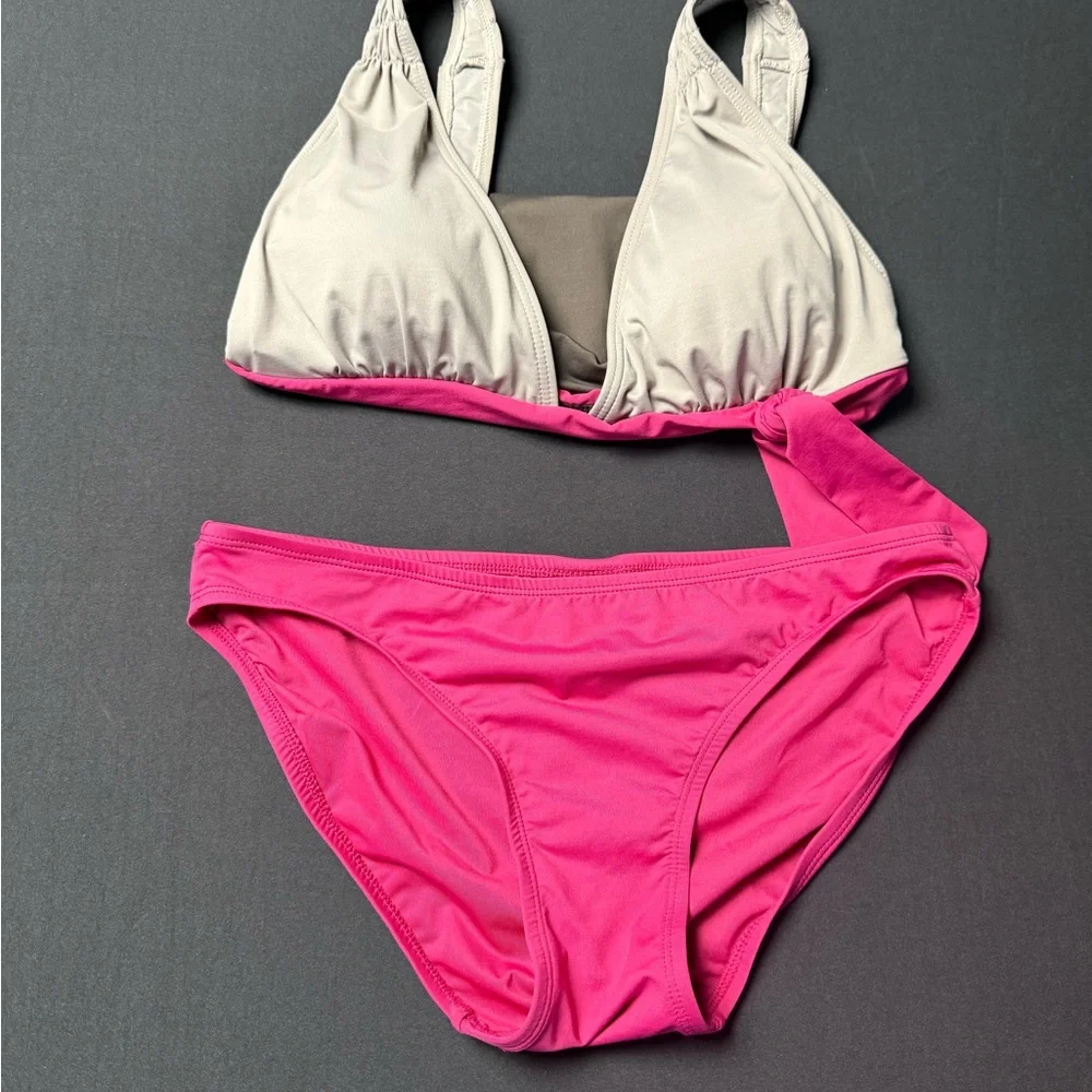 DKNY Gray and Pink Two-Piece Swimsuit - Picture 2 of 7